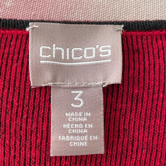 Chico's Annalise Trim Black Red Long Cardigan Sweater coat coatigan XL 3 - Picture 3 of 10